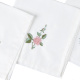 Kit Guardanapos de Pano 40cm x 40cm 400 Fios 100% Algodão Toque Acetinado 04 Peças Branco - Bordado Rosa