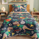 Kit Infantil Cobre Leito Matelado Solteiro Dupla Face 2,20m x 1,80m 02 Peças - Dinossauro / Bege