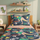 Kit Infantil Cobre Leito Matelado Solteiro Dupla Face 2,20m x 1,80m 02 Peças - Dinossauro / Bege