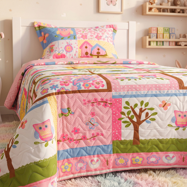 Kit Infantil Cobre Leito Matelado Solteiro Dupla Face 2,20m x 1,80m 02 Peças - Dorothy / Rosa