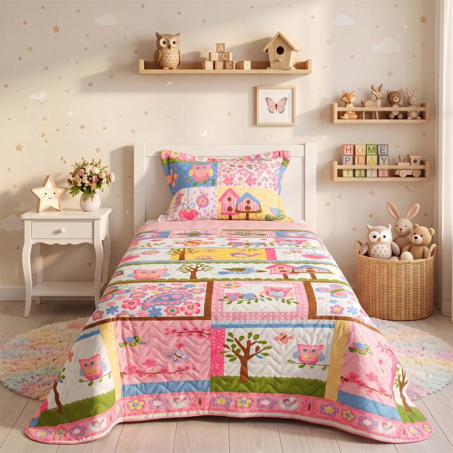 Kit Infantil Cobre Leito Matelado Solteiro Dupla Face 2,20m x 1,80m 02 Peças - Dorothy / Rosa