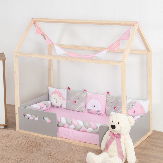 Kit Mini Cama Montessoriana 08 Peças Amiguinhos - Rosa