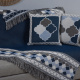 Kit Xale e Almofadas Decorativa Grécia Jacquard Dupla Face 05 Peças - Azul
