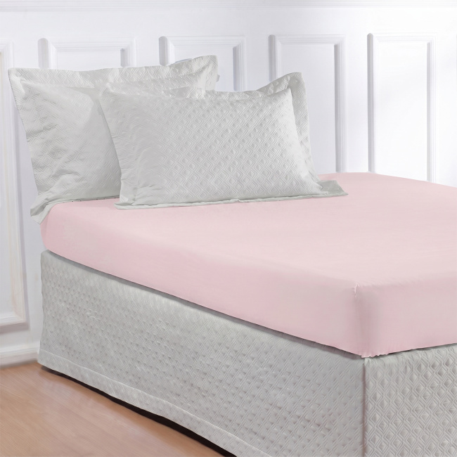 Lençol de Baixo Com Elástico 40cm Altura Casal Pádua 400 Fios Egípcio 100% Algodão - Rosa