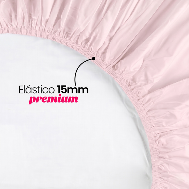 Lençol de Baixo Com Elástico 40cm Altura Casal Pádua 400 Fios Egípcio 100% Algodão - Rosa