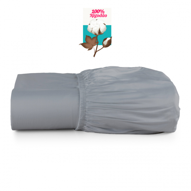 Lençol de Baixo Com Elástico 40cm Altura King Pádua 400 Fios Egípcio 100% Algodão - Concreto