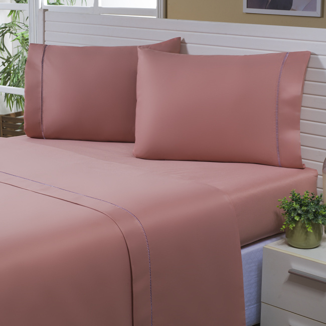 Lençol Avulso Slip Queen Suavit Percal 400 Fios 35cm de Altura Com Elástico 15mm 01 Peça - Rosê