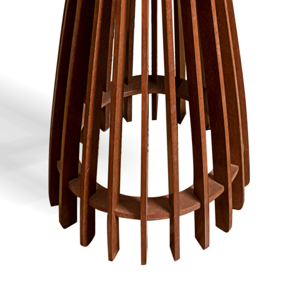 Luminária de Piso Luna Feito em MDF com Cúpula Cilíndrica de Algodão