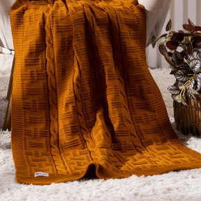 Manta Selena Tricot Trança Tecido Acrílico 1,80m x 1,20m 01 Peça - Dourado