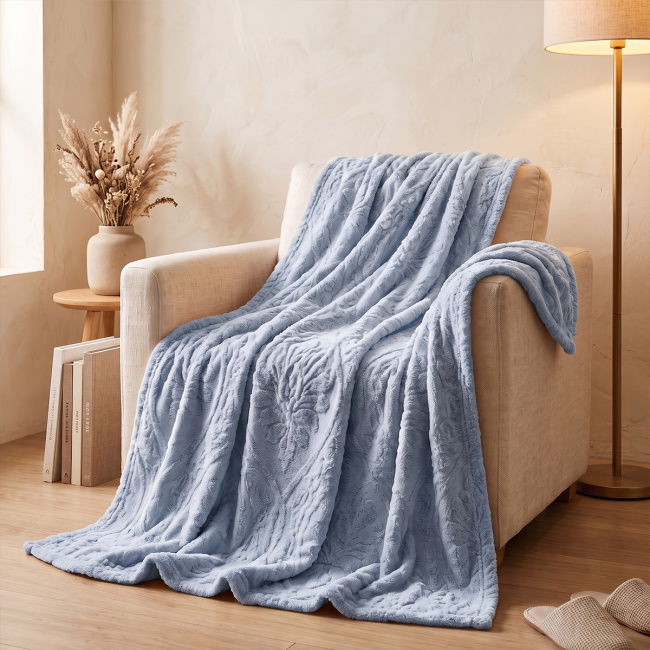 Mantinha Cobertor Dupla Face Sherpa Glamour Toque Macio e Aveludada Quentinha 2,10m x 1,90m 01 Peça - Azul