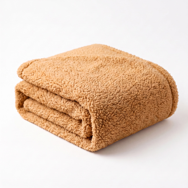 Mantinha Cobertor Dupla Face Sherpa Glamour Toque Macio e Aveludada Quentinha 2,10m x 1,90m 01 Peça - Bege