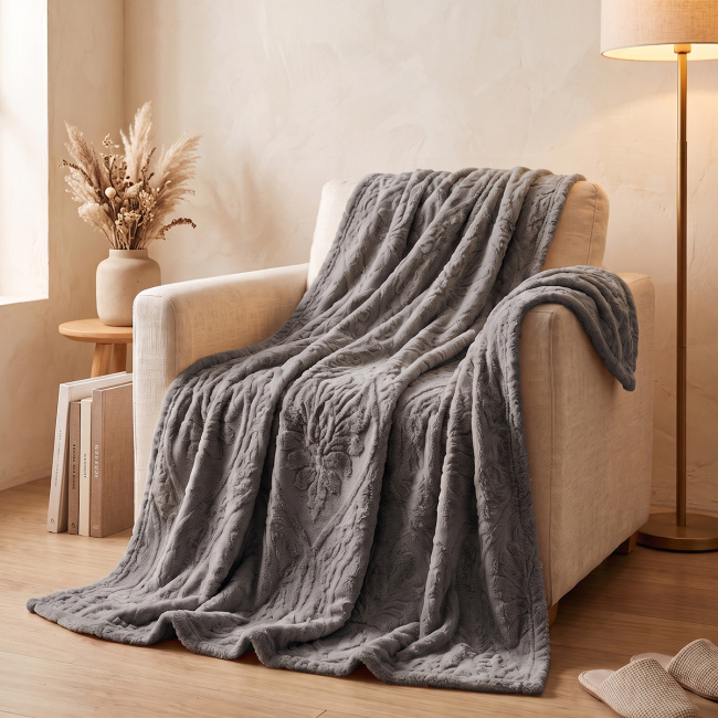 Mantinha Cobertor Dupla Face Sherpa Glamour Toque Macio e Aveludada Quentinha 2,10m x 1,90m 01 Peça - Cinza
