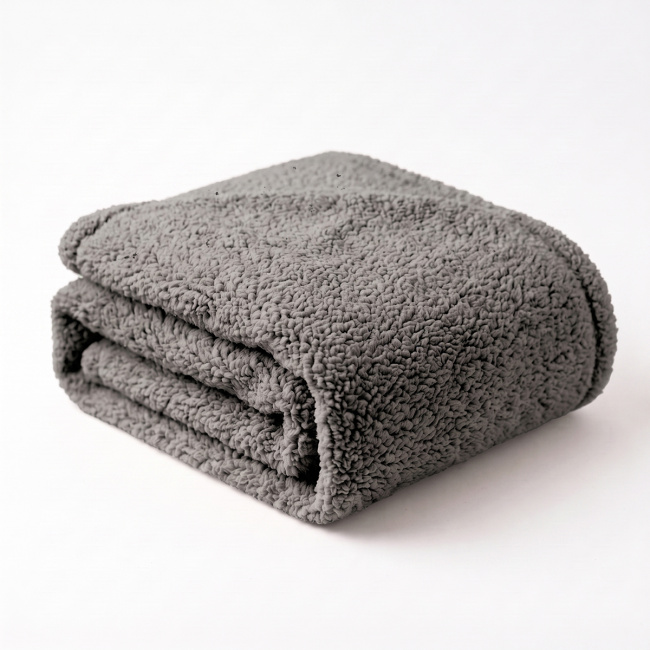 Mantinha Cobertor Dupla Face Sherpa Glamour Toque Macio e Aveludada Quentinha 2,10m x 1,90m 01 Peça - Cinza