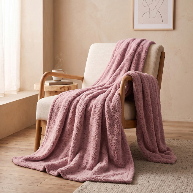 Mantinha Cobertor Dupla Face Sherpa Glamour Toque Macio e Aveludada Quentinha 2,10m x 1,90m 01 Peça - Lilás