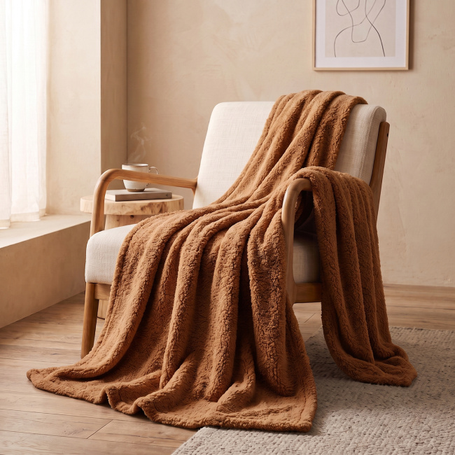 Mantinha Cobertor Dupla Face Sherpa Glamour Toque Macio e Aveludada Quentinha 2,10m x 1,90m 01 Peça - Marrom