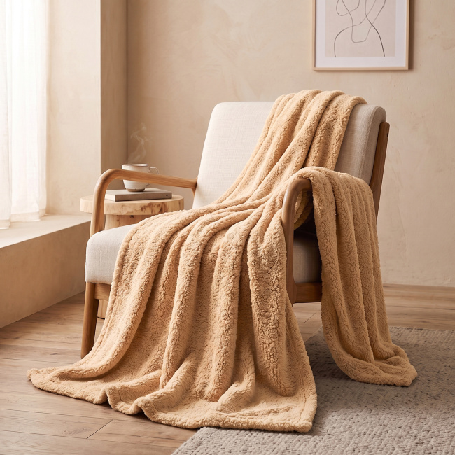 Mantinha Cobertor Dupla Face Sherpa Glamour Toque Macio e Aveludada Quentinha 2,10m x 1,90m 01 Peça - Palha