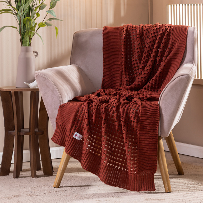 Peseira Lusso Tricot 2,60m x 70cm 100% Acrílico 01 Peça - Terracota
