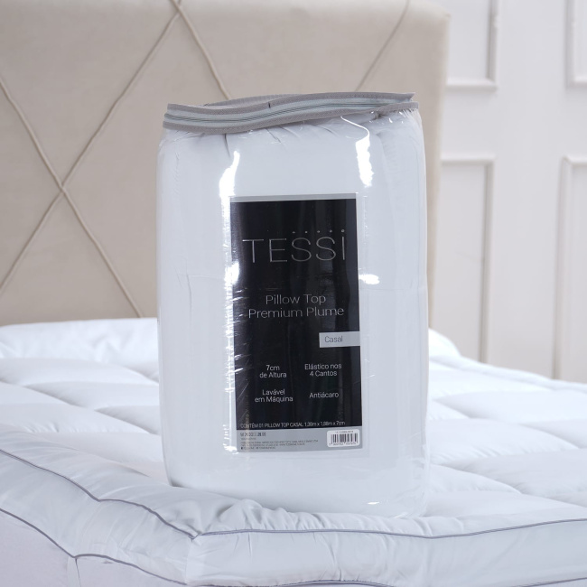Pillow Top King Plume Ultra Comfort Percal 1000g/m² 2,03m x 1,93m x 7cm 01 Peça - Branco