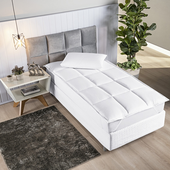 Pillow Top Solteiro Suavitec Micropercal 200 Fios 400g/m² 1,88m x 88cm x 40cm 01 Peça - Branco