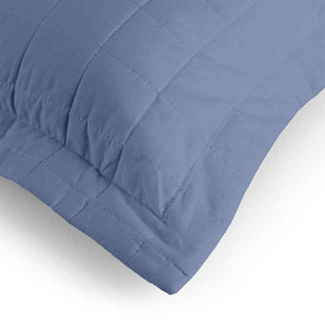 Porta Travesseiro 70cm x 50cm Glass Com Abas 200 Fios 100% Algodão 02 Peças - Azul Jeans