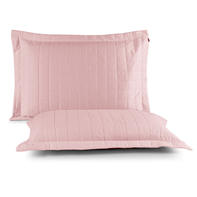 Porta Travesseiro 70cm x 50cm Glass Com Abas 200 Fios 100% Algodão 02 Peças - Rosa Chá