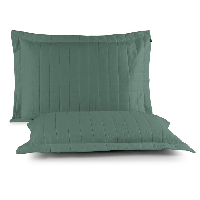 Porta Travesseiro 70cm x 50cm Glass Com Abas 200 Fios 100% Algodão 02 Peças - Verde