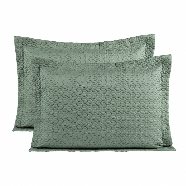 Porta Travesseiro Matelado Pádua 70cm x 50cm Tecido Egípcio 400 Fios 100% Algodão 02 Peças - Verde