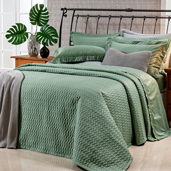 Roupa de Cama Casal Dakar 400 Fios Egípcio 100% Algodão  04 Peças - Verde