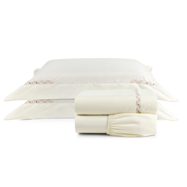 Roupa de Cama Casal Harmony 400 Fios Aveludado 04 Peças - Palha