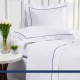 Roupa de Cama Casal King Glass Clean 200 Fios 100% Algodão 04 Peças - Branco / Azul Marinho