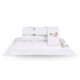 Roupa de Cama King Bordado Kim 200 Fios 100% Algodão 04 Peças - Branco / Salmão