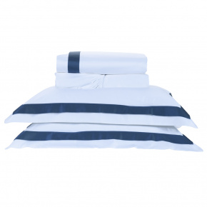 Roupa de Cama Casal King Laisa 400 Fios Egípcio 100% Algodão 04 Peças - Azul