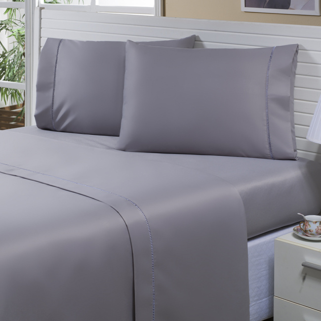 Roupa de Cama Casal Levit 600 Fios 04 Peças - Cinza