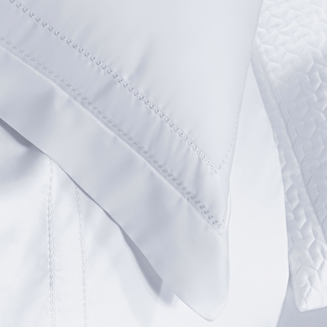 Roupa de Cama Lençol Casal Pádua 400 Fios Egípcio 100% Algodão Bordado Ponto Ajour 04 Peças - Branco