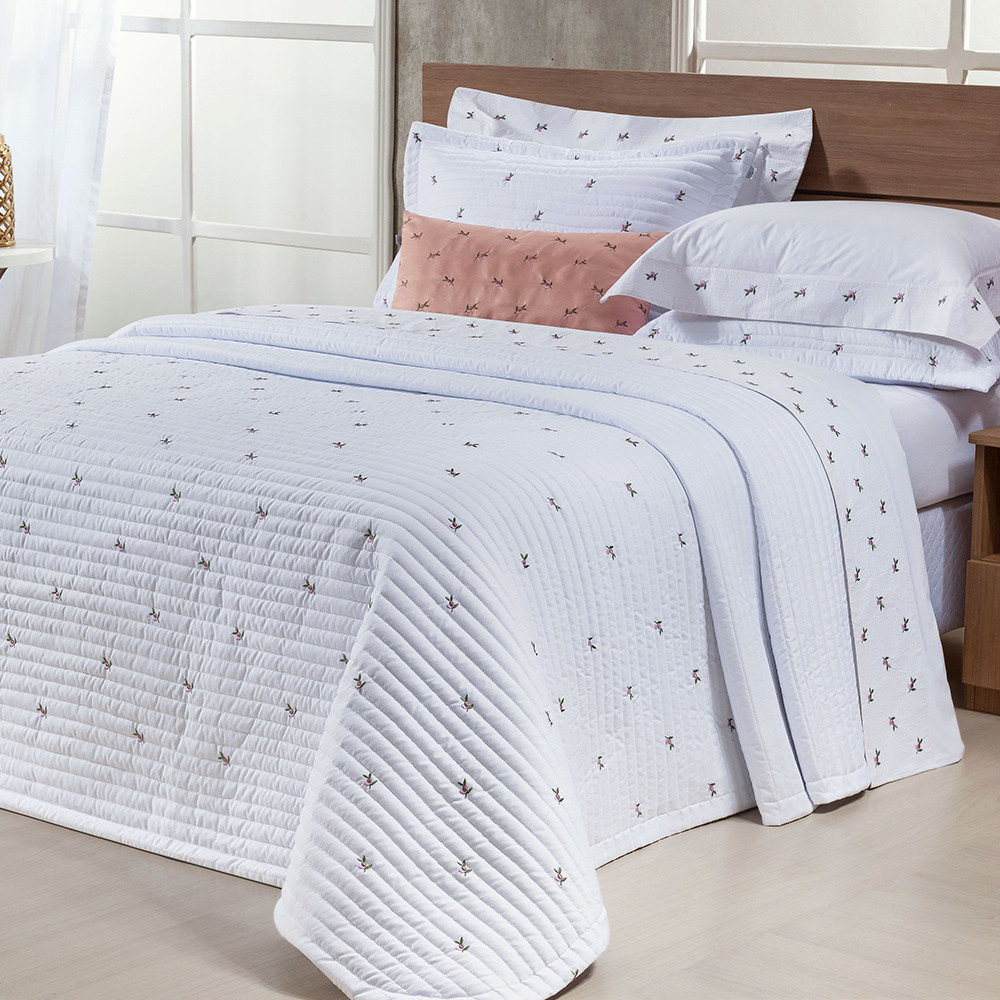 Roupa de Cama Casal Queen Ellora 200 Fios 100% Algodão 04 Pçs - Branco ...
