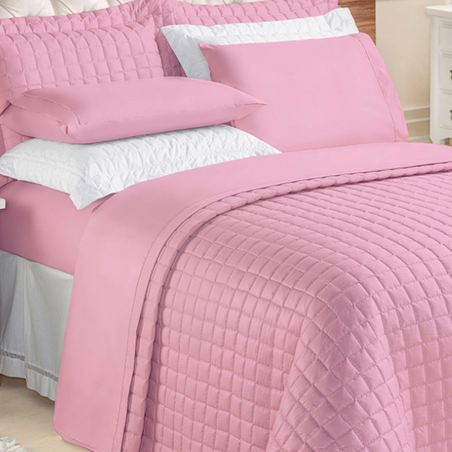 Roupa de Cama Casal Queen Kit Top Line 180 Fios 04 Peças - Rosê