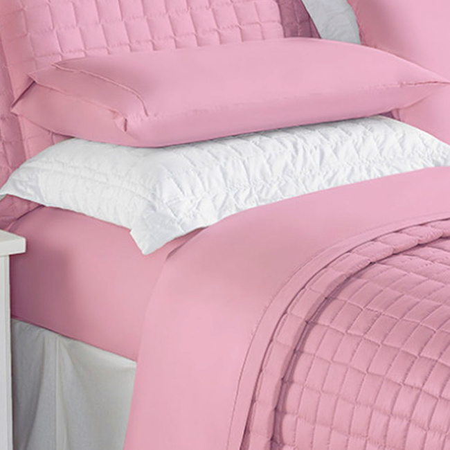 Roupa de Cama Casal Queen Kit Top Line 180 Fios 04 Peças - Rosê