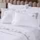 Roupa de Cama King Bordada Monet 400 Fios Egípcios 100% Algodão 04 Peças - Branco