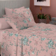 Roupa de Cama King Karsten Microfibra Pré-Lavado 90 gramas 04 Peças - Floral Rosa