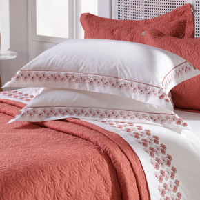 Roupa de Cama King Lustria 200 Fios 100% Algodão 2,80m x 2,60m 04 Peças - Terracota