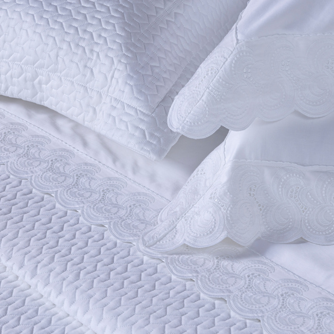 Roupa de Cama King Monaco 400 Fios 100% Algodão Egípcios 04 Peças - Branco