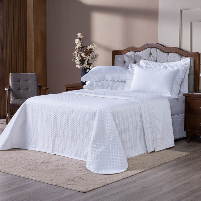Roupa de Cama King Monaco 400 Fios 100% Algodão Egípcios 04 Peças - Branco