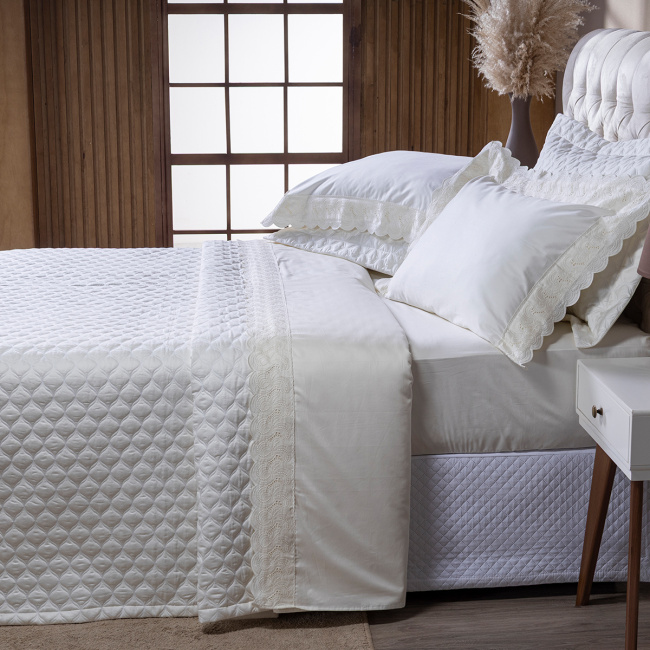 Roupa de Cama King Monaco 400 Fios 100% Algodão Egípcios 04 Peças - Palha
