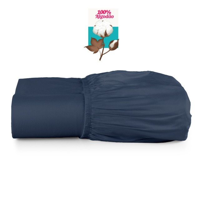 Roupa de Cama Lençol Casal Pádua 400 Fios Egípcio 100% Algodão Bordado Ponto Ajour 03 Peças - Azul