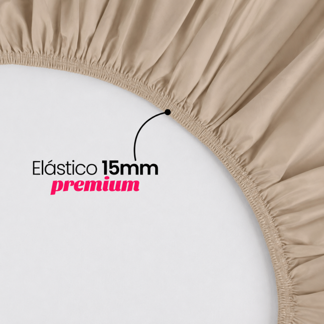 Roupa de Cama Lençol Casal Pádua 400 Fios Egípcio 100% Algodão Bordado Ponto Ajour 03 Peças - Cáqui