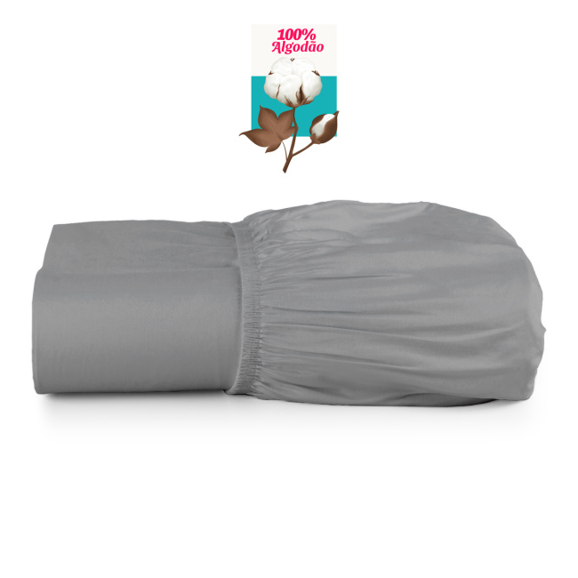 Roupa de Cama Lençol Casal Pádua 400 Fios Egípcio 100% Algodão Bordado Ponto Ajour 03 Peças - Concreto