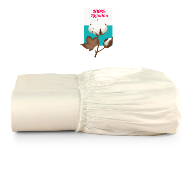 Roupa de Cama Lençol Casal Pádua 400 Fios Egípcio 100% Algodão Bordado Ponto Ajour 03 Peças - Palha