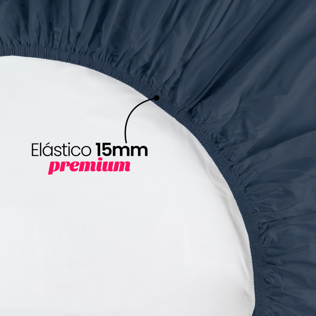 Roupa de Cama Lençol King Pádua 400 Fios Egípcio 100% Algodão Bordado Ponto Ajour 03 Peças - Azul