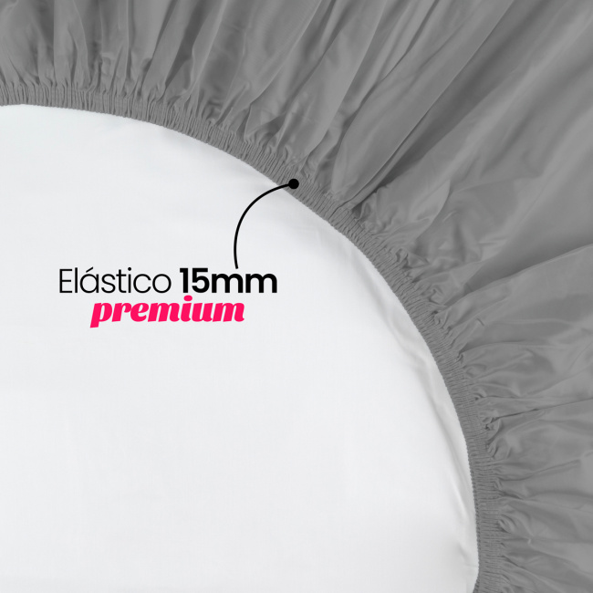 Roupa de Cama Lençol King Pádua 400 Fios Egípcio 100% Algodão Bordado Ponto Ajour 03 Peças - Concreto