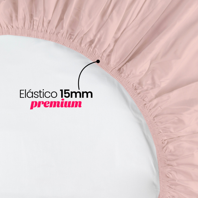 Roupa de Cama Lençol King Pádua 400 Fios Egípcio 100% Algodão Bordado Ponto Ajour 03 Peças - Rosa Chá